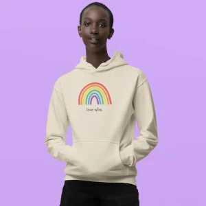 Hoodie arc en ciel Love wins